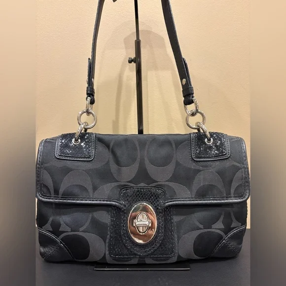 Coach Peyton Black Signature Satchel - Picture 1 of 9